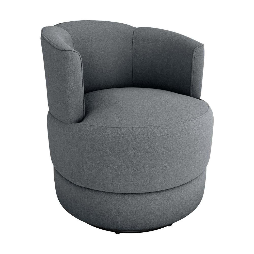 Miniatura Poltrona Decorativa Giratória Base De Ferro Marselha Boucle Cinza Matrix Boucle Cinza