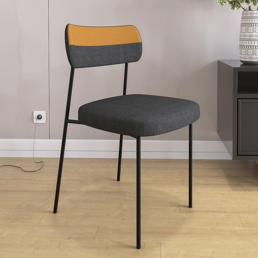 Miniatura Kit Com 2 Cadeiras Mya Linho - Caramelo/grafite - Og Móveis