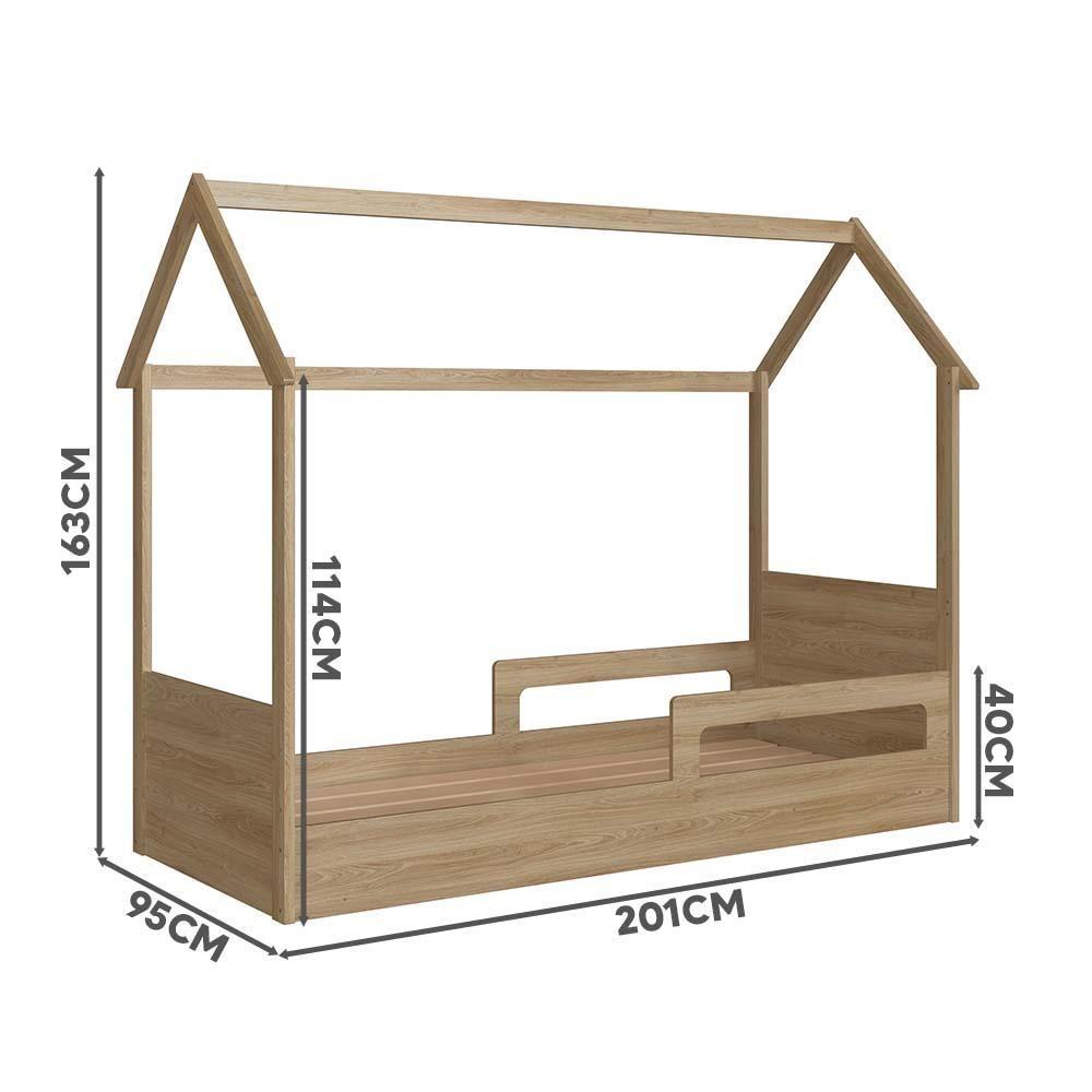 Miniatura Cama Casinha Montessori Com Colchão Solteiro Aveiro Oak Sorriso Jm Móveis