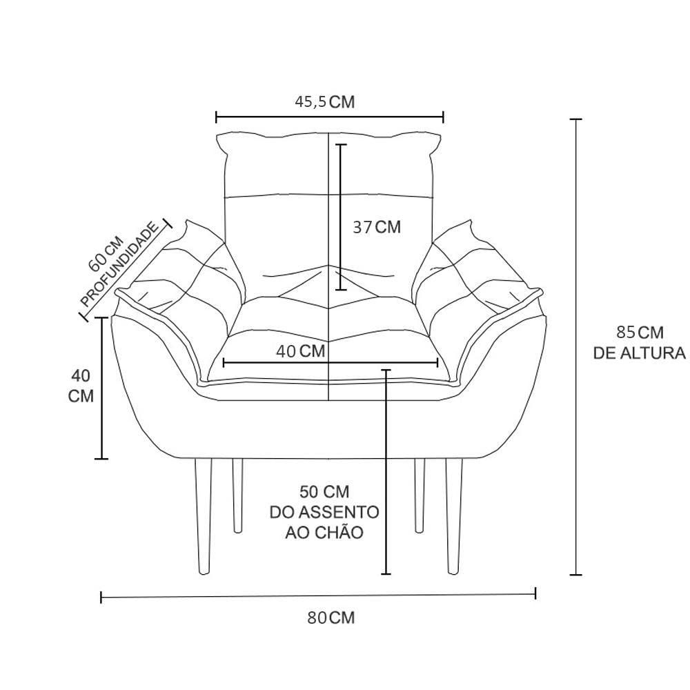 Kit 2 Poltronas Luxo + 01 Puff Para Recepção Sala Quarto Terracota