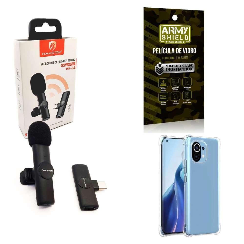 Miniatura Capinha Case Mi 11 Lite + Microfone Bluetooth + Película 3D