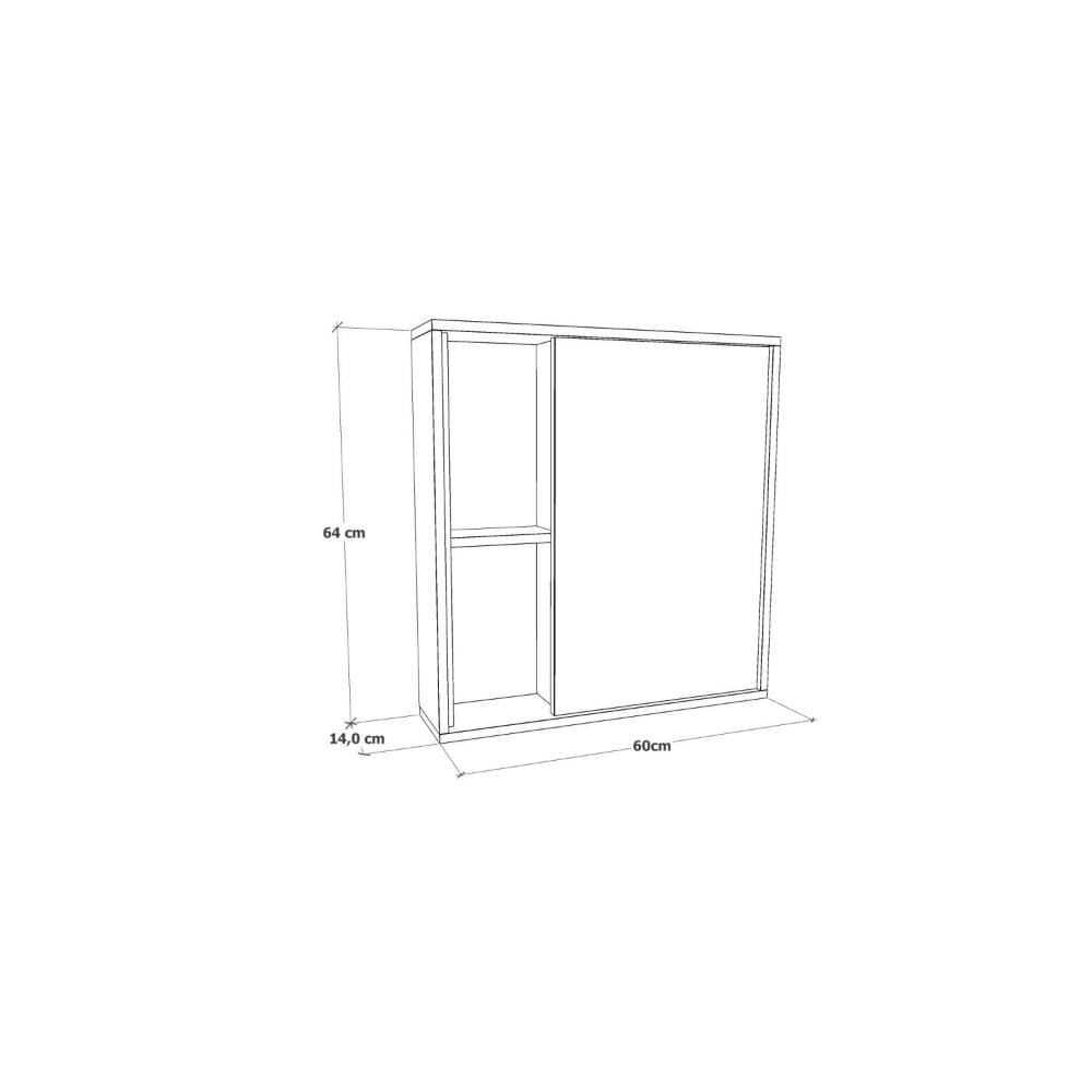 Miniatura Espelheira para Banheiro 60cm 1 Porta Alice Darabas Agardi Branco