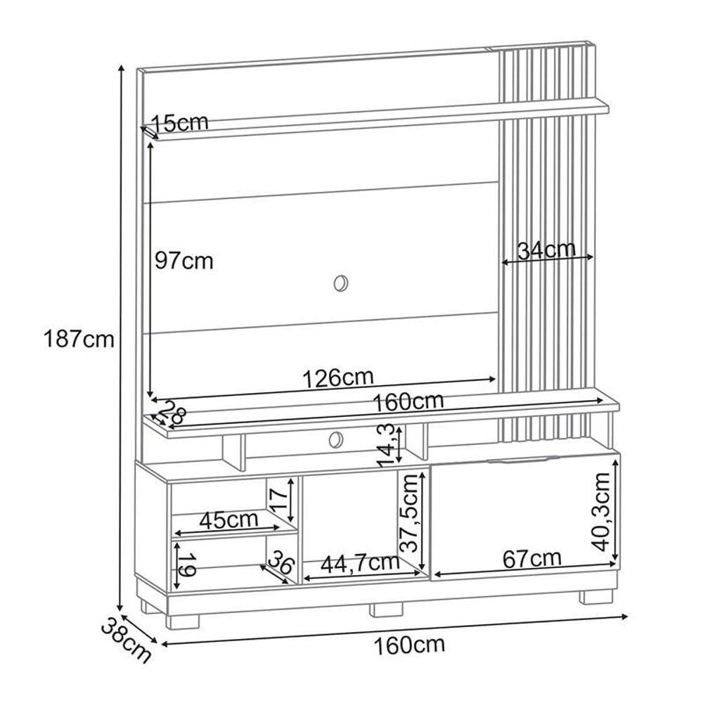 Miniatura Estante Home Theater Artheo Cinamomo Off White - Hb Móveis