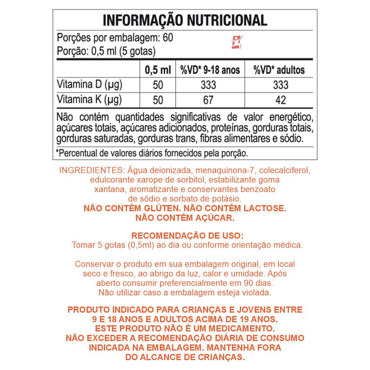 Miniatura Vitamina D3 + K2 Em Gotas 30 Ml Frutas Vermelhas - Duom