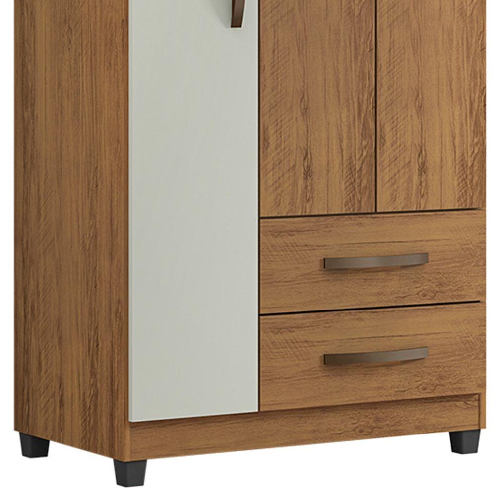 Miniatura Cômoda Com Roupeiro Grécia 2 Portas E 3 Gavetas L01 - Amarena Móveis Freijó/Cinza Cristal