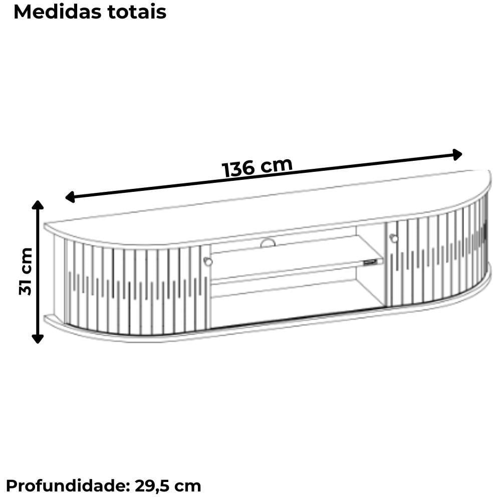 Miniatura Bancada Suspensa 60 Polegadas 2 Portas 136 Cm Modena Madetec Calacata Off White