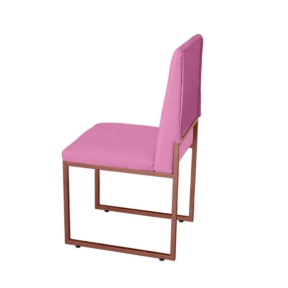 Miniatura Kit 2 Cadeira De Jantar Escritorio Industrial Garden Ferro Bronze Suede Rose