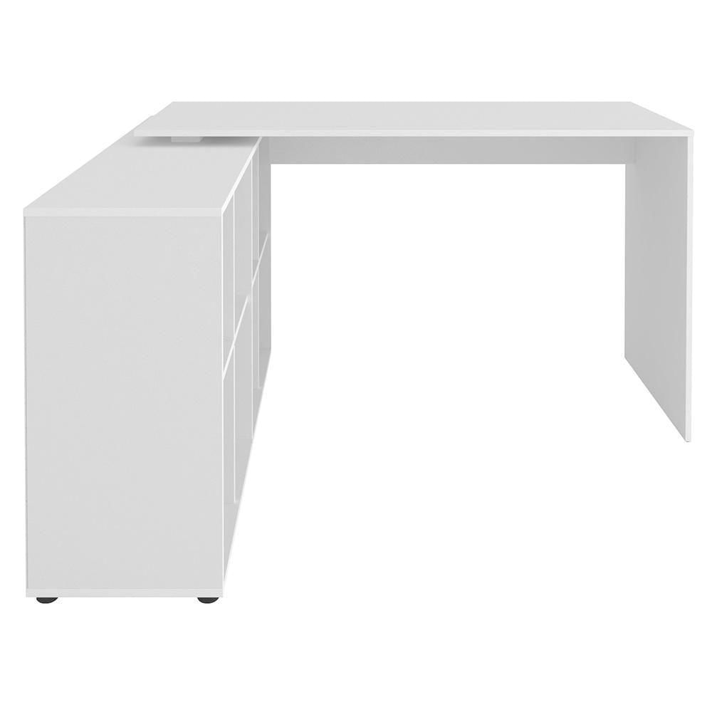 Mesa Escrivaninha Em L 140x130cm 8 Nichos Eron A06 Branco - Mpozenato