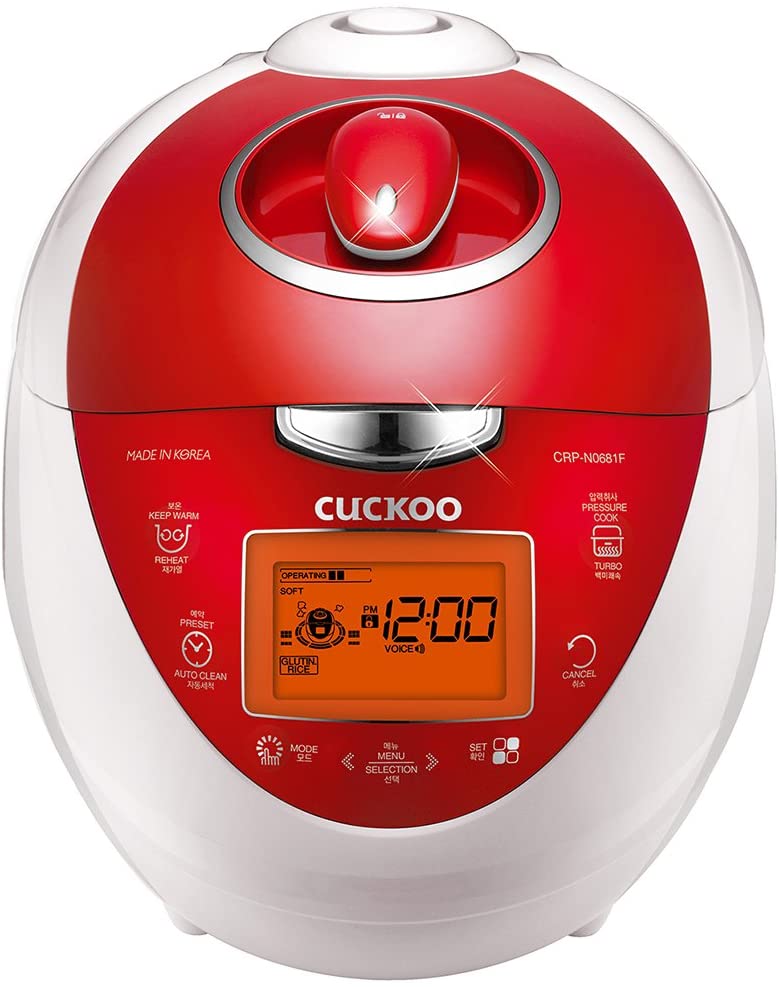 Miniatura Cuckoo multifuncional e programável panela elétrica de arroz 6 xícaras e algoritmo de cozinha inteligente vermelho