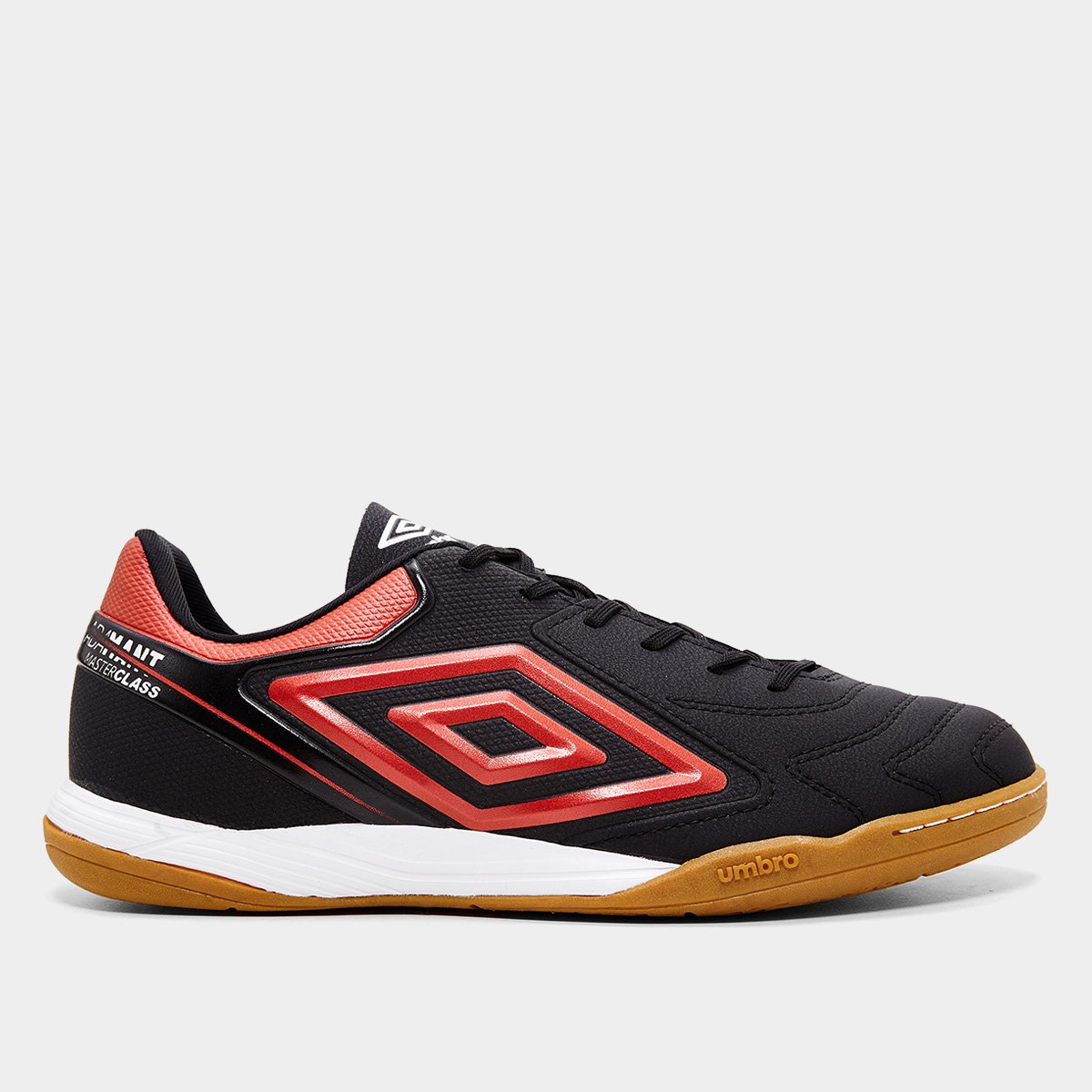 Miniatura Chuteira Futsal Umbro Adamant Master Class Club Unissex Preto+Vermelho - 40