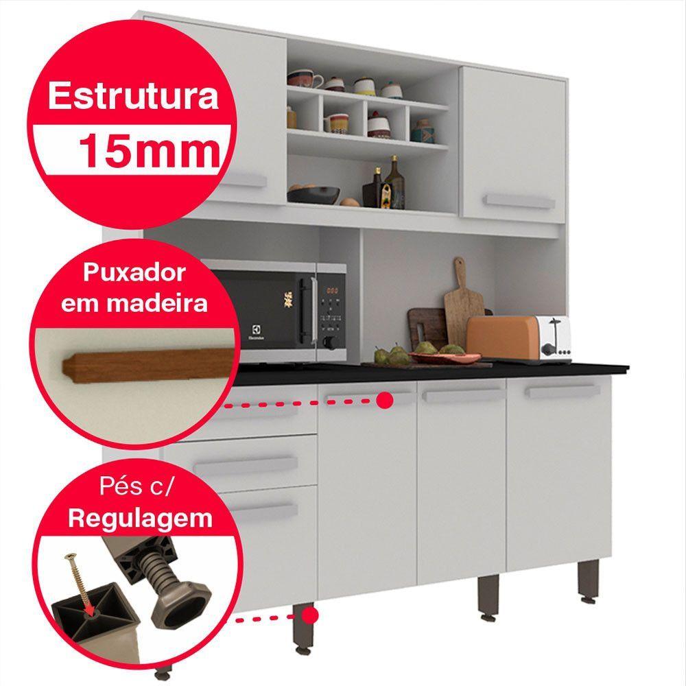 Miniatura Armário Para Cozinha 6 Portas 2 Gavetas Luna Plus Móveis Imop Branco Neve