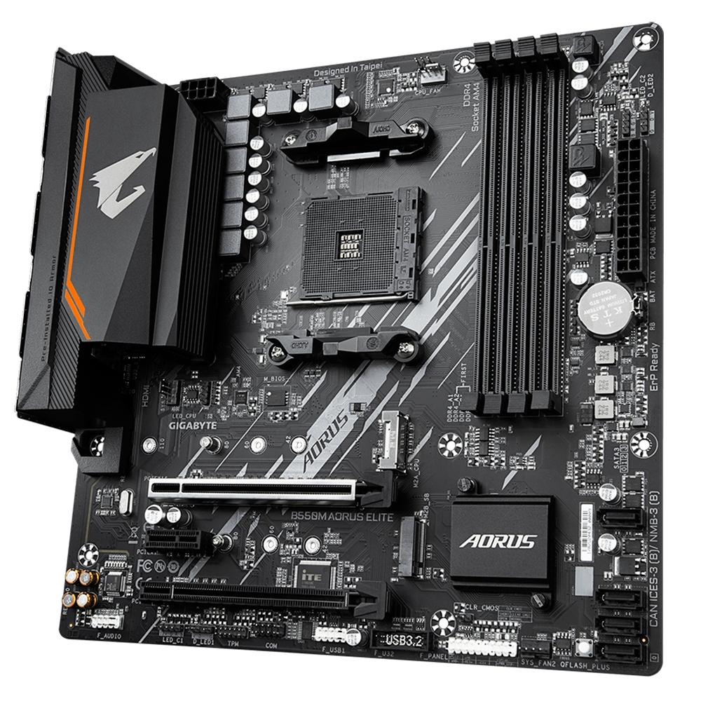 Miniatura Placa-Mãe Gigabyte B550M Aorus Elite Rev. 1.3, AMD AM4, Micro ATX, DDR4, Preto - B550M AORUS ELITE