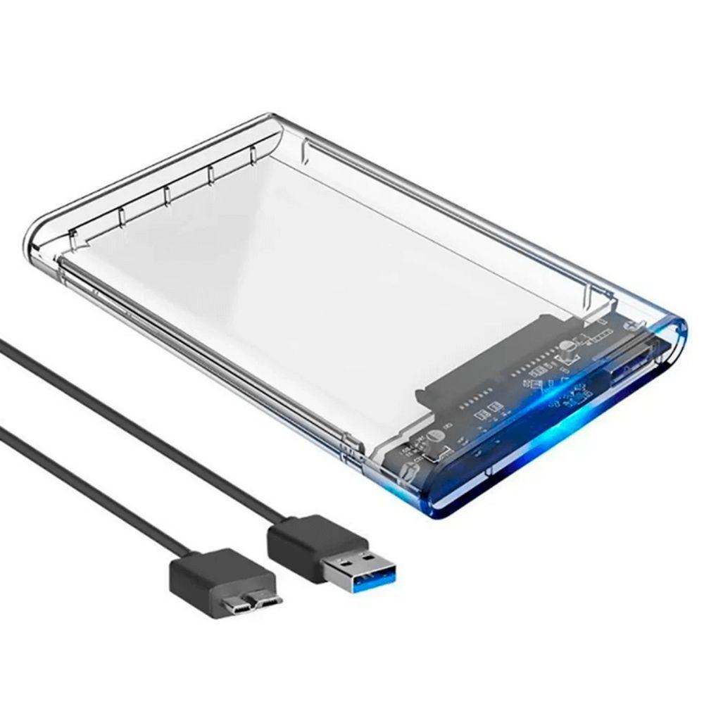 Miniatura Case Hd Externo 2.5 E Sata Ssd Usb 3.0 Transparente Exbom