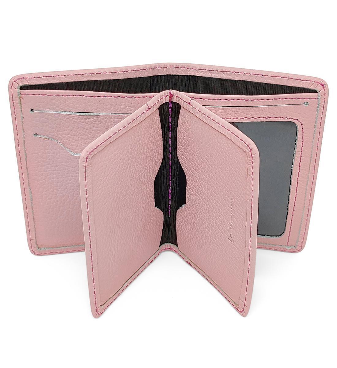 Porta Cartões Feminino De Couro Pequeno Cnh Cédulas