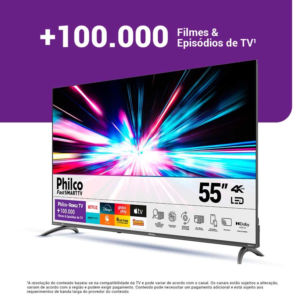 Miniatura Smart Tv Led 55" P55CRA UHD Borda Ultrafina Philco Preto