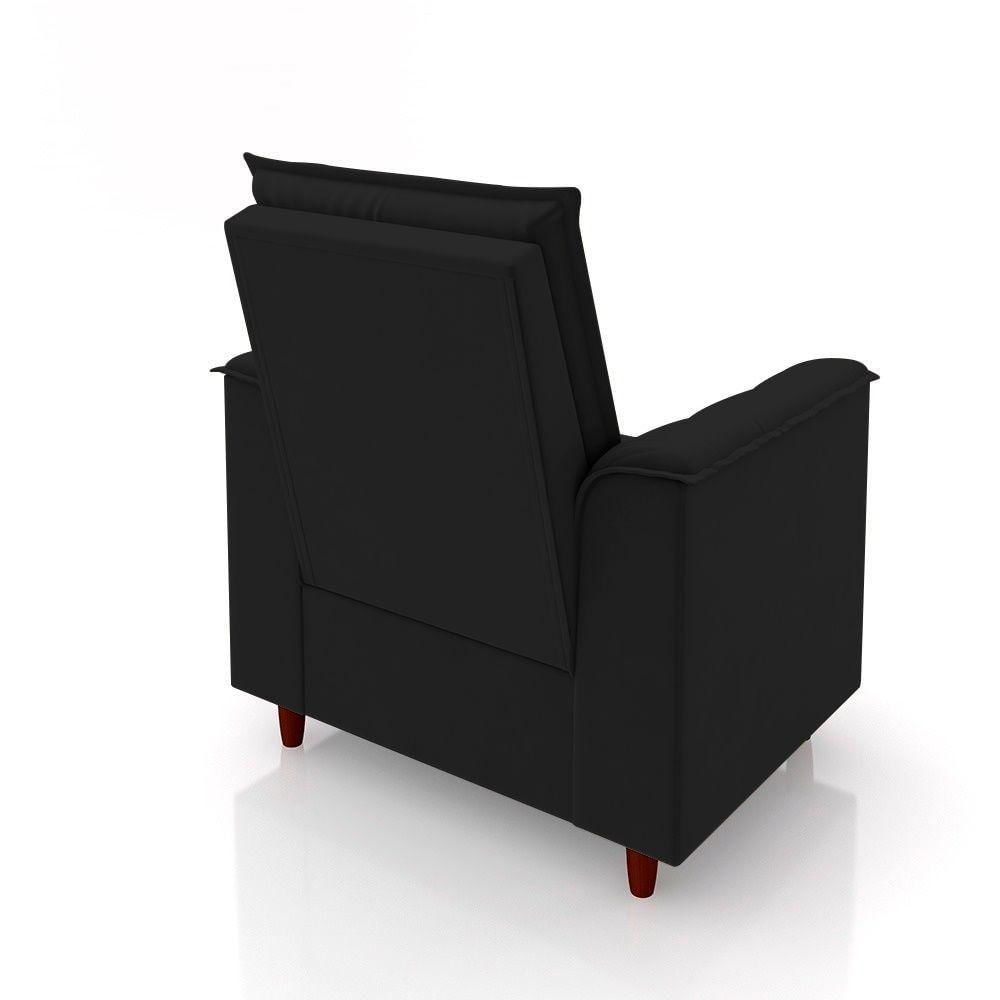 Poltrona Para Sala Confortável Decorativa Laura Veludo Preto