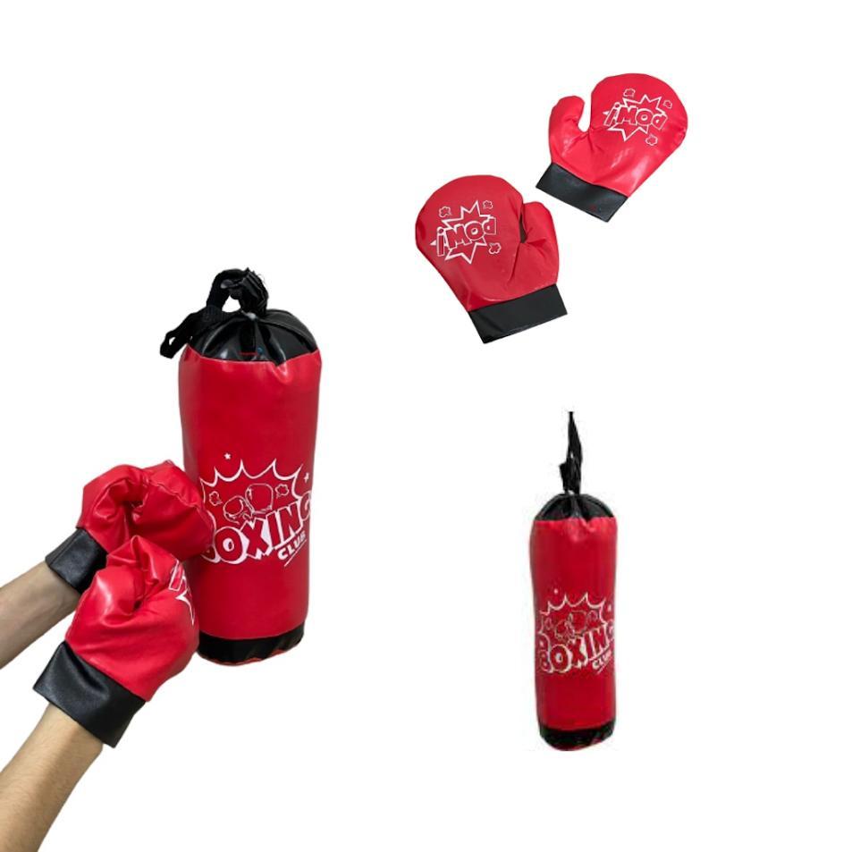 Miniatura Brinquedo Kit Saco De Pancada Infantil Luvas De Boxe