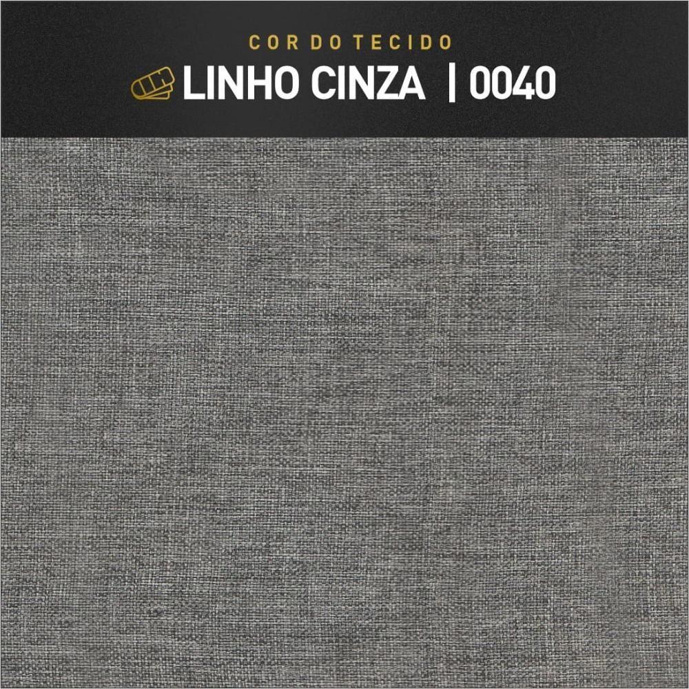 Miniatura Puff Banqueta Eros Luxo Madeira Maciça Castellar Móbile Linho Cinza Linho Cinza