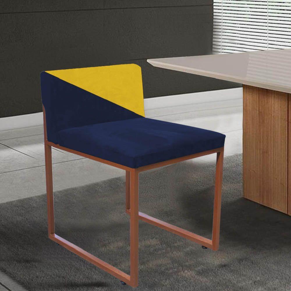 Miniatura Kit 03 Cadeira Lee Duo Sala De Jantar Ferro Bronze Corino Preto E Amarelo - Amey Decor