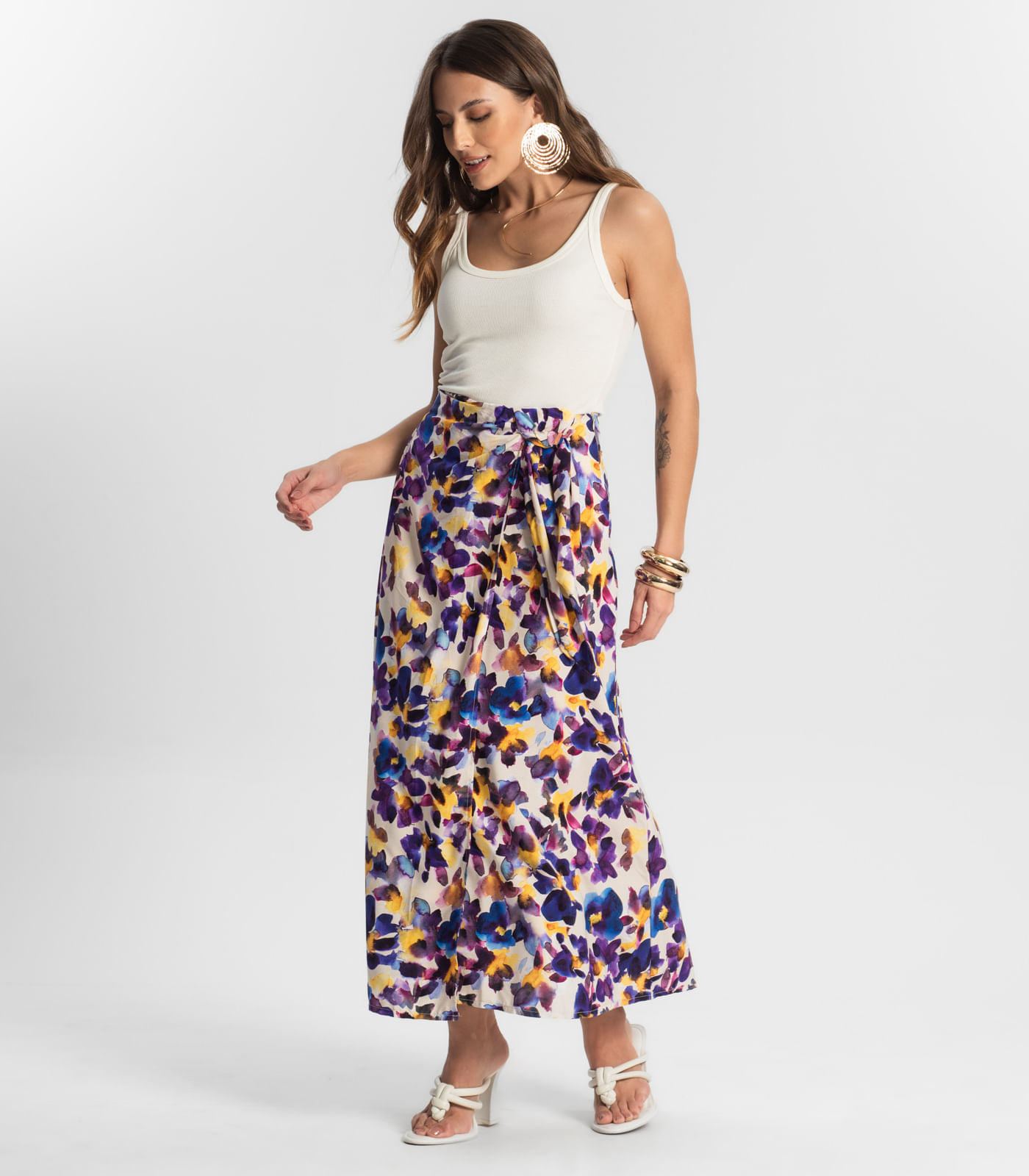 Miniatura Saia Longa Estampada Endless Roxo G