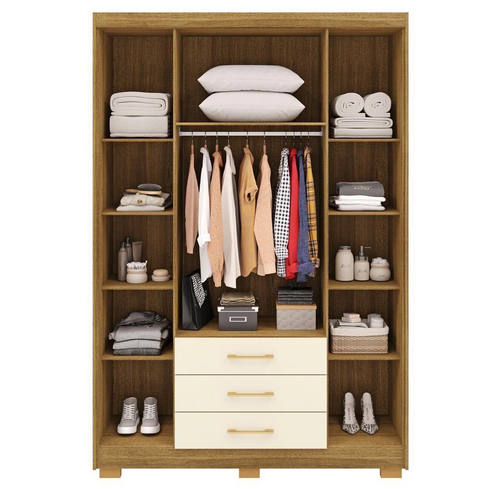 Miniatura Guarda Roupa Solteiro 120 Cm 4 Portas 10088 Nature Champanhe Vlr Nature Champanhe