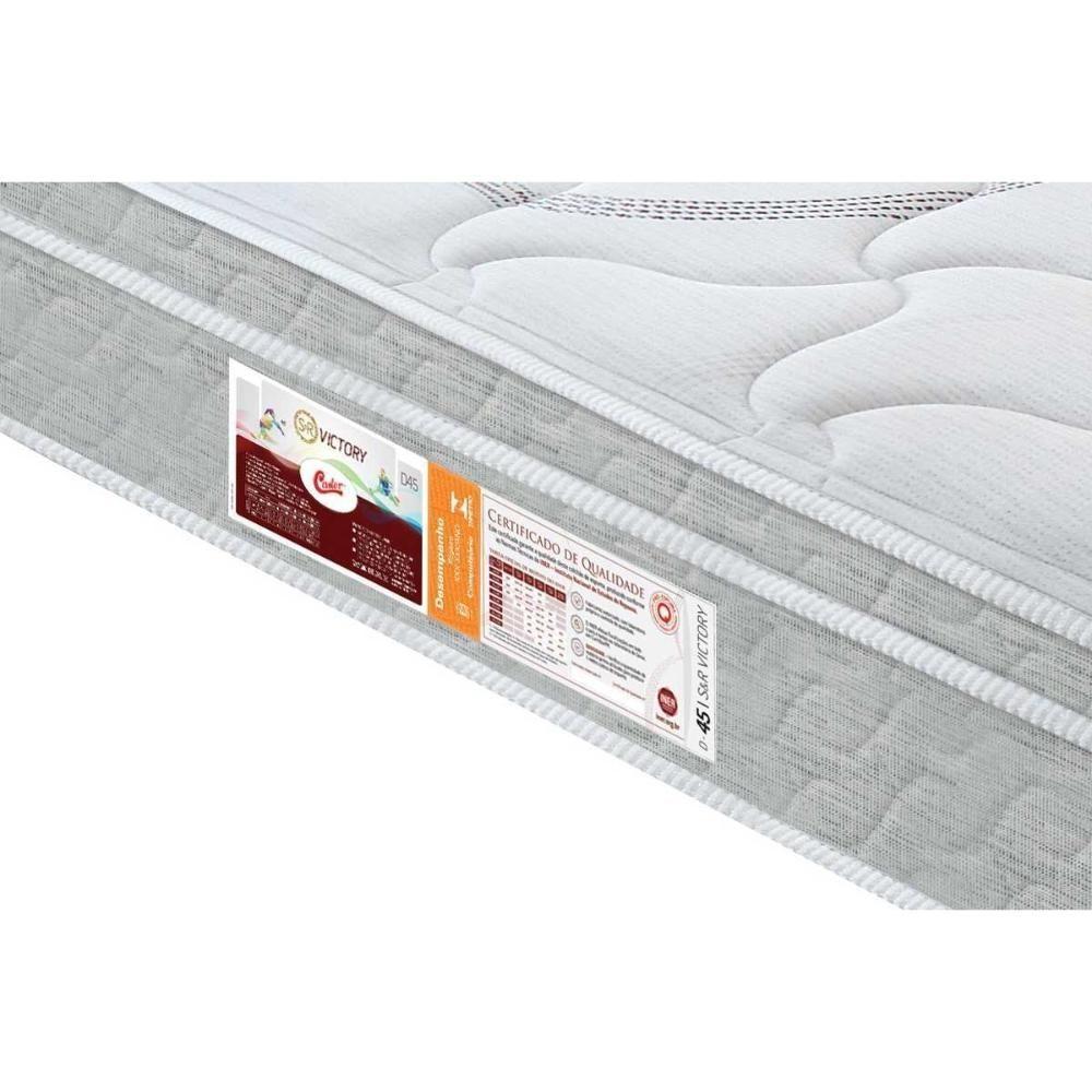 Miniatura Cama Box Queen: Colchão Molas Pocket Ensacadas Castor Sr Victory + Base Crc Suede Cinza(158X198)