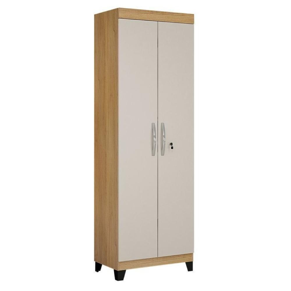Conjunto Mesa para Computador Escrivaninha com Armário e Armário Multiuso 2 Portas com Chave Asteca Cinamomo/Off White