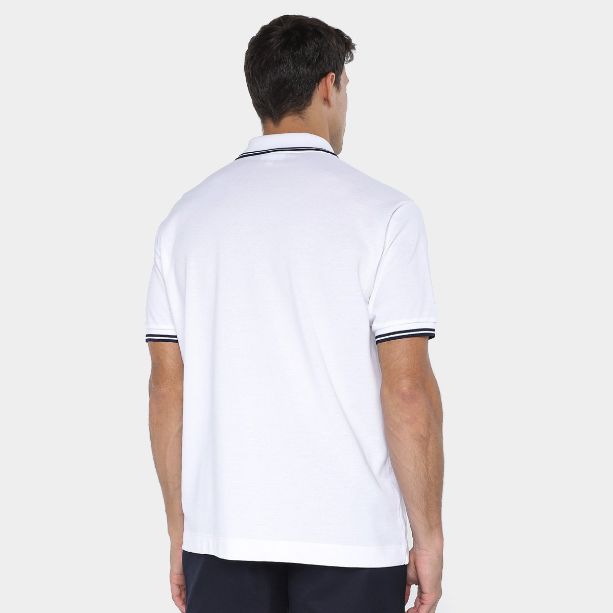 Miniatura Camisa Polo Lacoste Casual Masculina Branco+Marinho - EGG