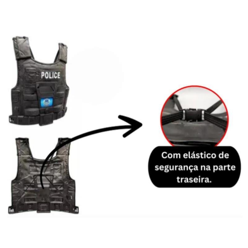 Miniatura Kit Policial Infantil Com Colete E Brinquedos Interativos