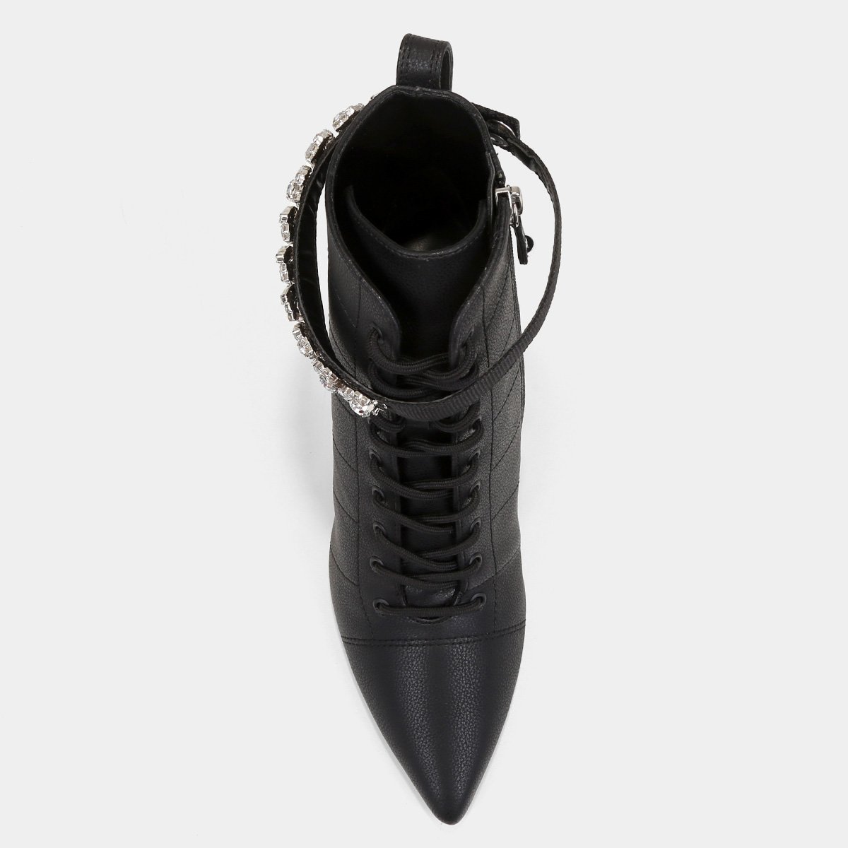 Miniatura Bota Cano Curto Cecconello Tie Up Strass Feminina Preto - 34