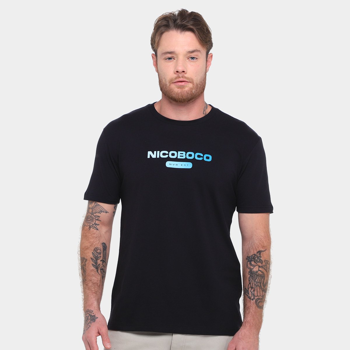 Miniatura Camiseta Nicoboco Slim Fit Panteao Masculina Preto - G
