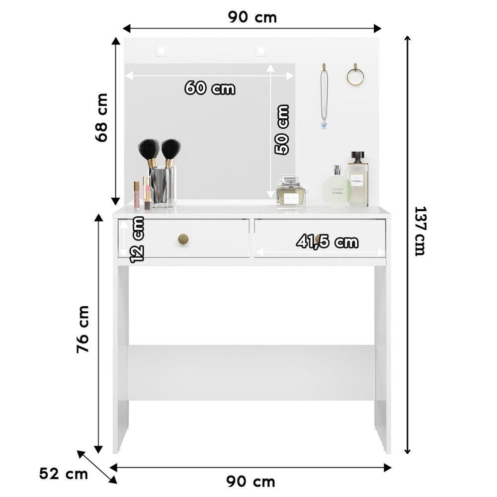 Miniatura Penteadeira Camarim Ideal Com Espelho E Led Branco Moval