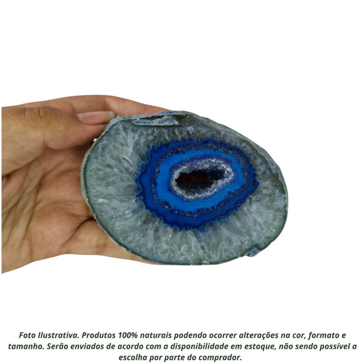 Miniatura Geodo De Pedra Ágata Azul Natural Decoração