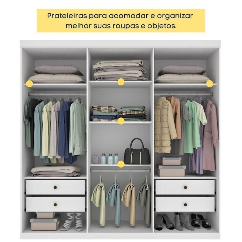 Quarto Casal Completo Guarda-Roupa Lima, Cama Mônaco e Cômoda Premium Espresso Móveis Neve