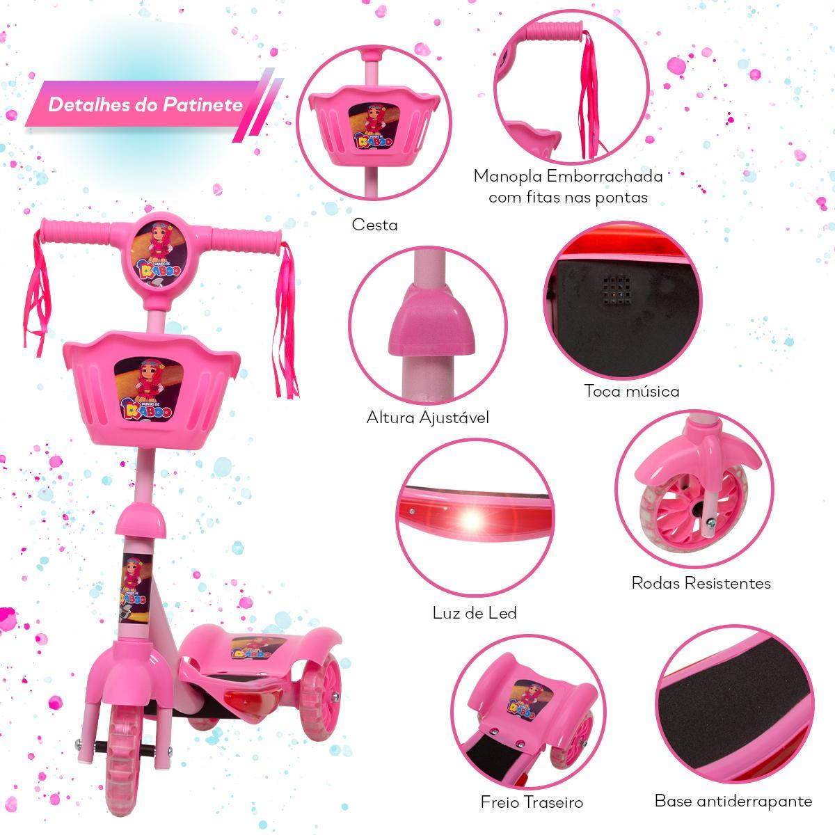 Patinete Infantil Kaboo | 3 Rodas | Rosa | Ajustável