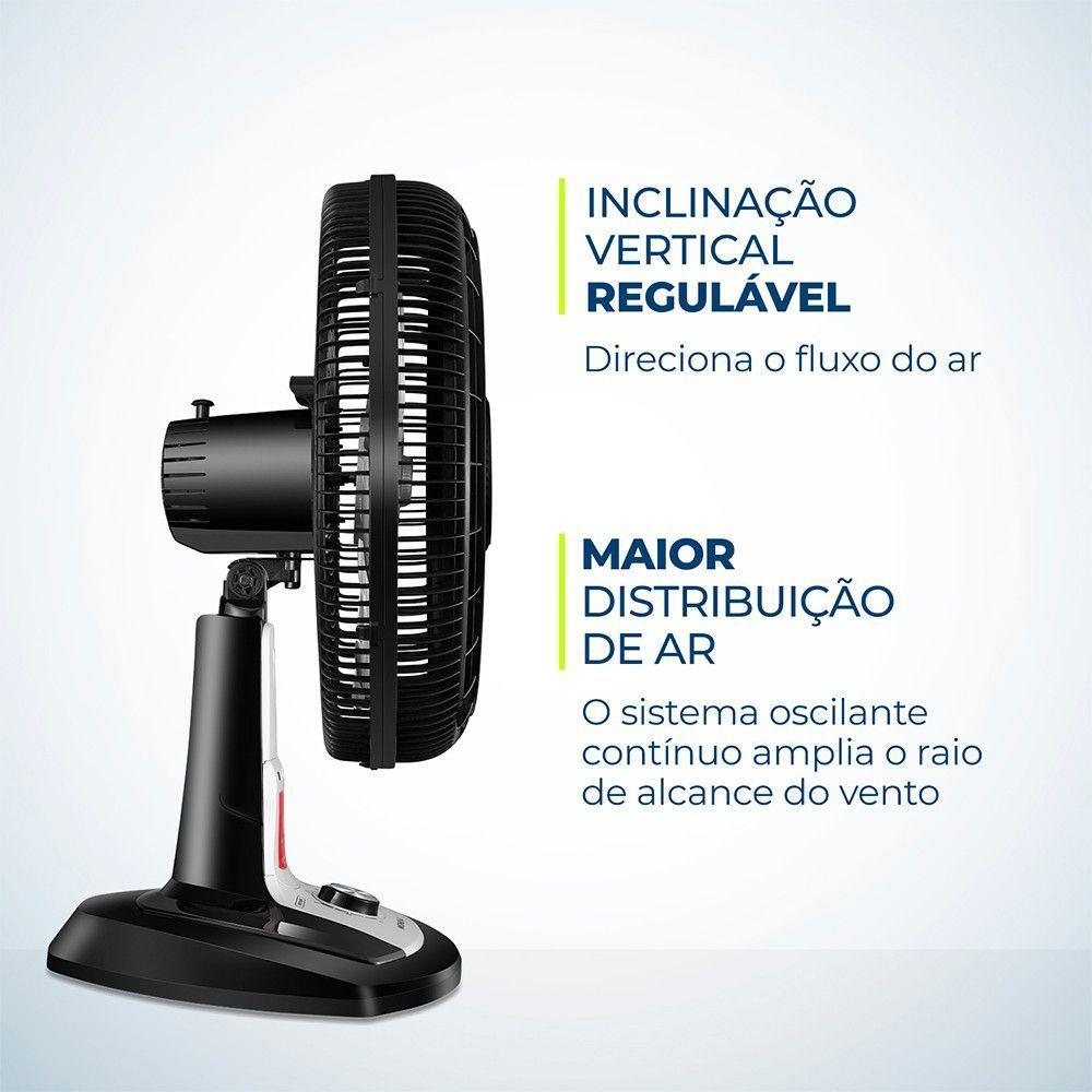 Miniatura Ventilador De Mesa 40cm Mondial Vtx-40-8p-rl Turbo 8 Pas Repelente Liquido Preto Com Prata 220 V