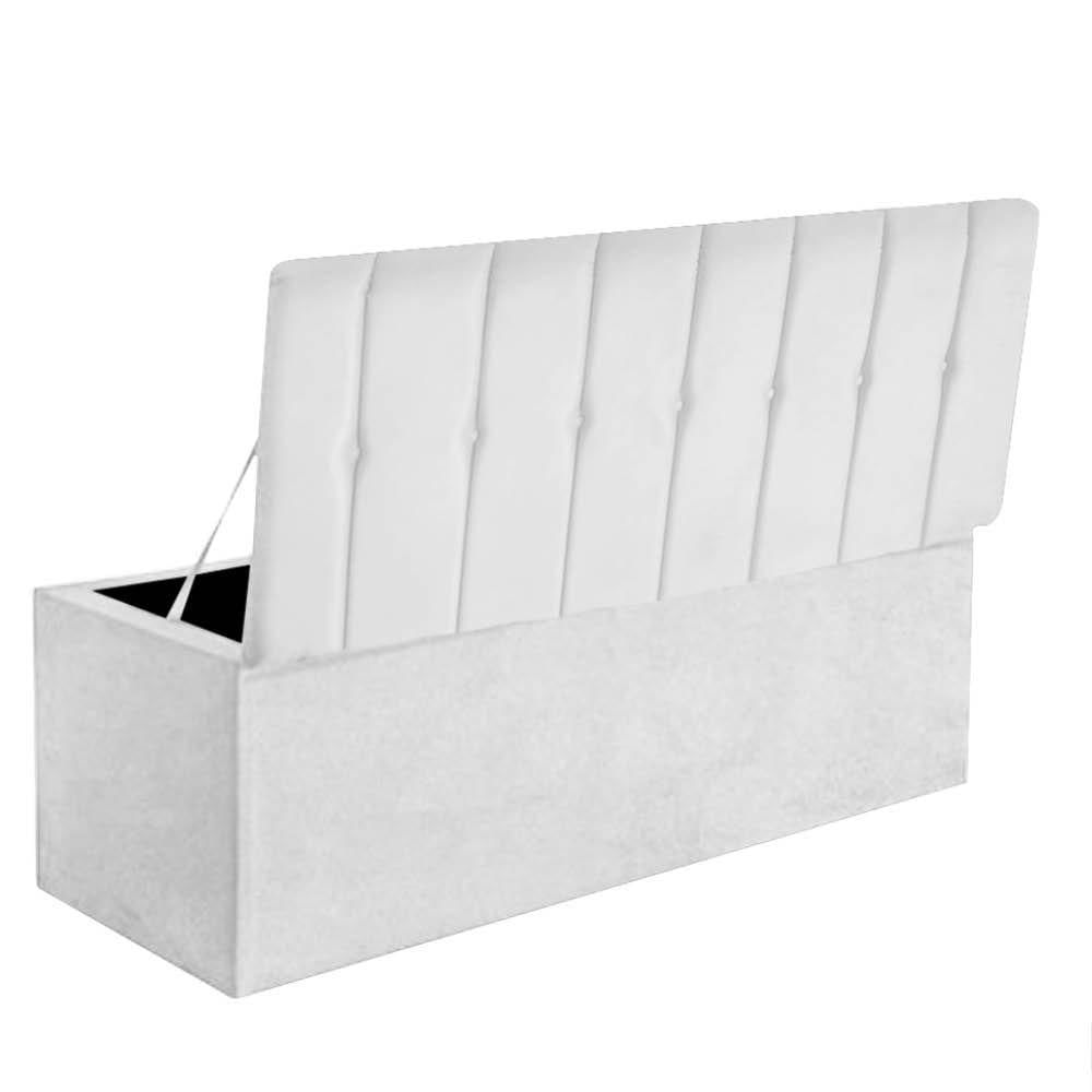 Miniatura Calçadeira Recamier Baú Kiara 195Cm King Size Para Quarto Box Sintético Branco - Amey Decor