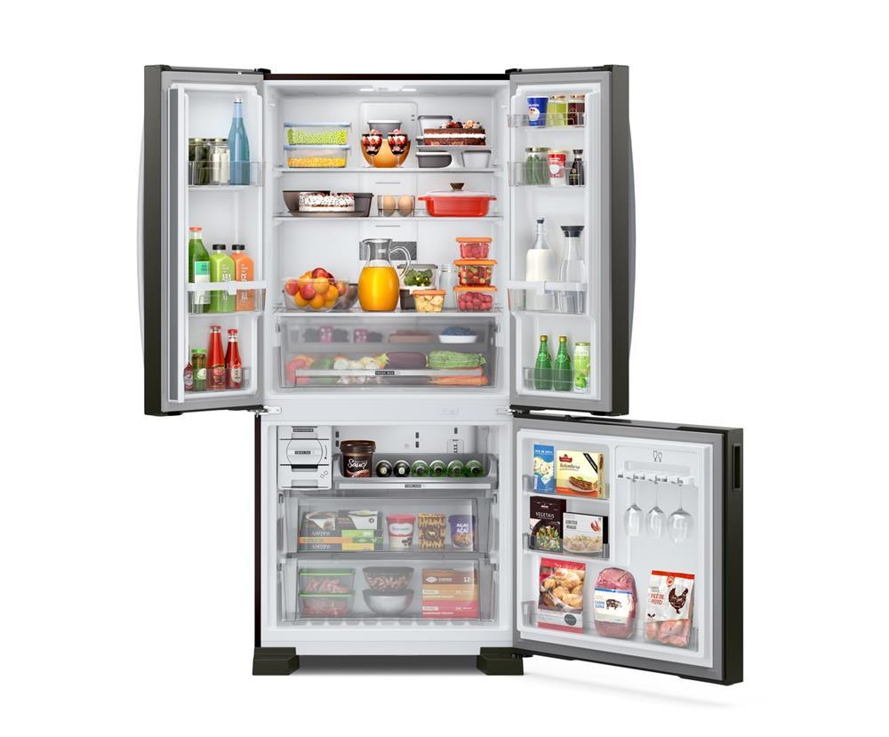 Miniatura Geladeira Brastemp Frost Free French Door A+++ 554 litros cor Black Inox - BRO85AE 110v