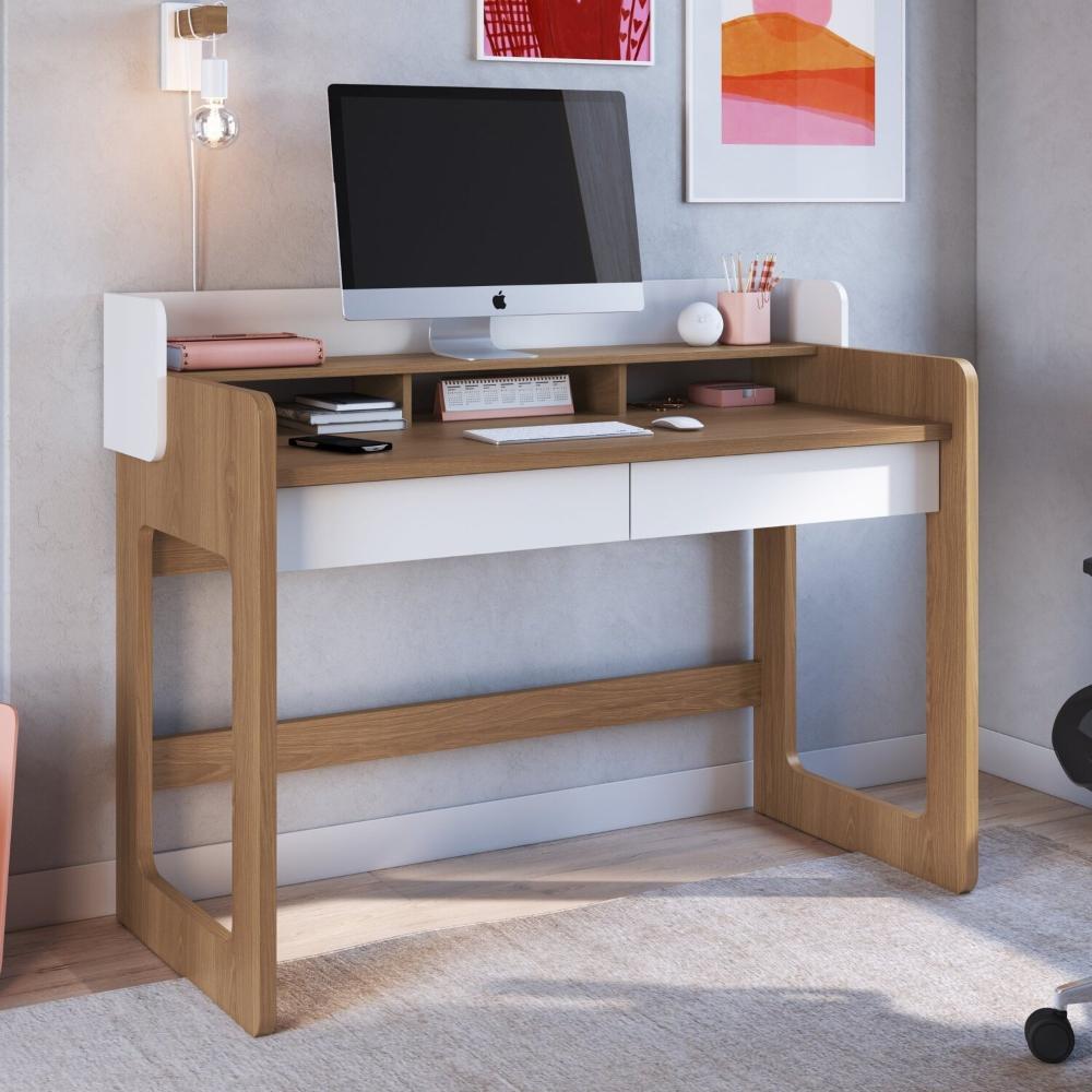 Miniatura Escrivaninha 2 Gavetas 128cm Home Office Flexus Branco