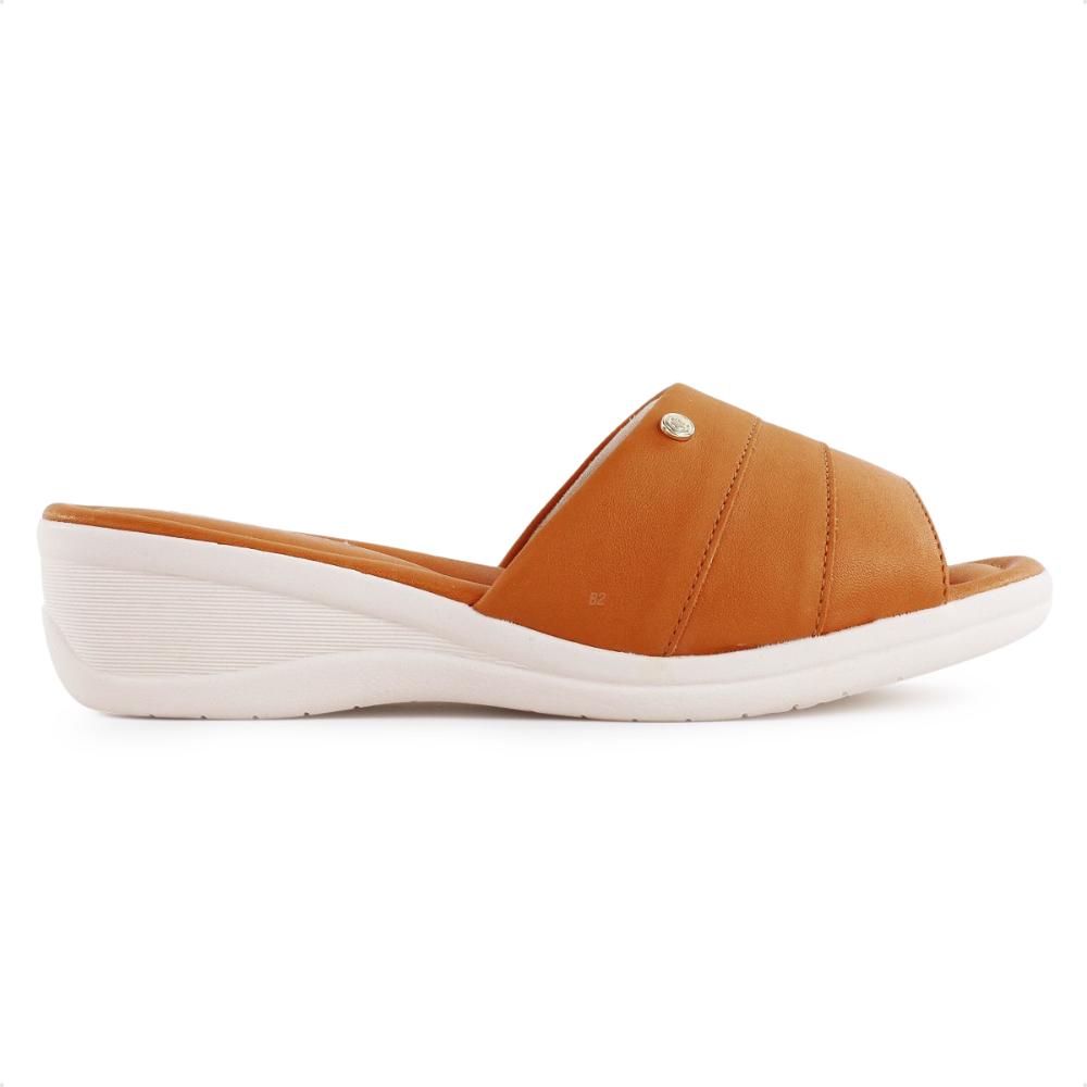 Miniatura Tamanco Comfortflex Casual Feminino Marrom / Bege - 34