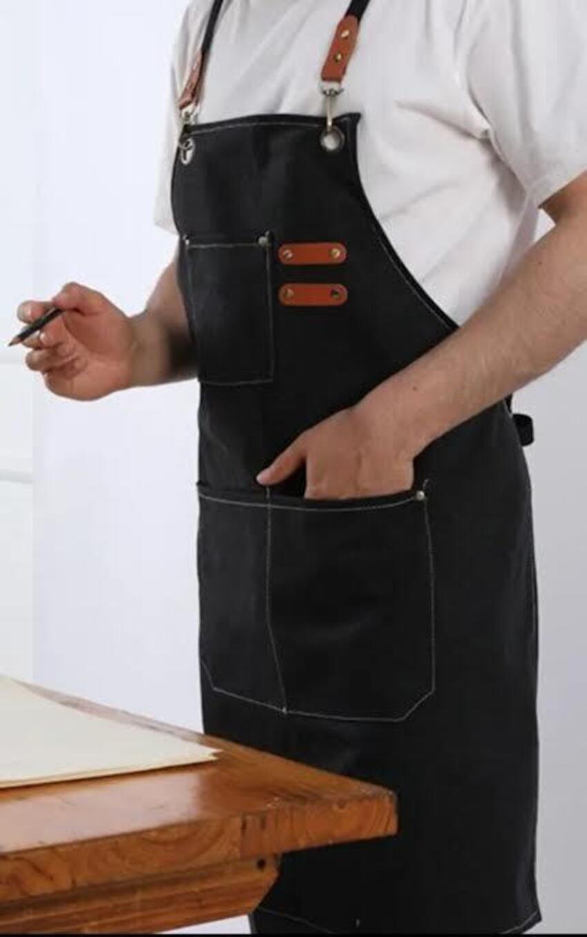 Miniatura Avental Impermeável Multifuncional Bolsos Bem Forte Preto