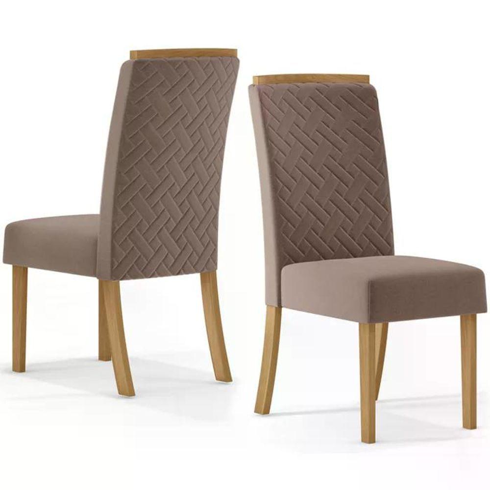 Miniatura Kit 2 Cadeiras Estofadas Si24 Veludo Nature Marrom Amendoa