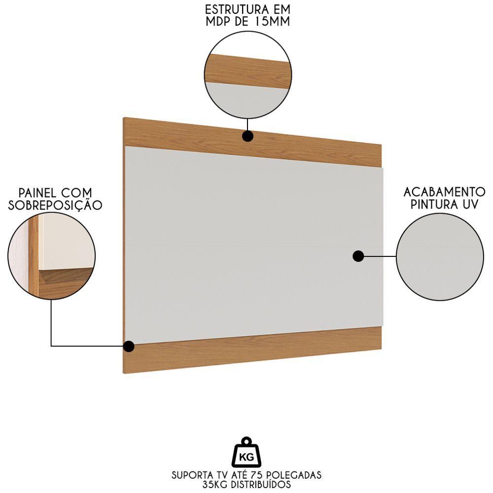 Painel Para Tv 75 Pol Chile E Rack Bancada Itália C05 Off White Matte/freijó - Mpozenato