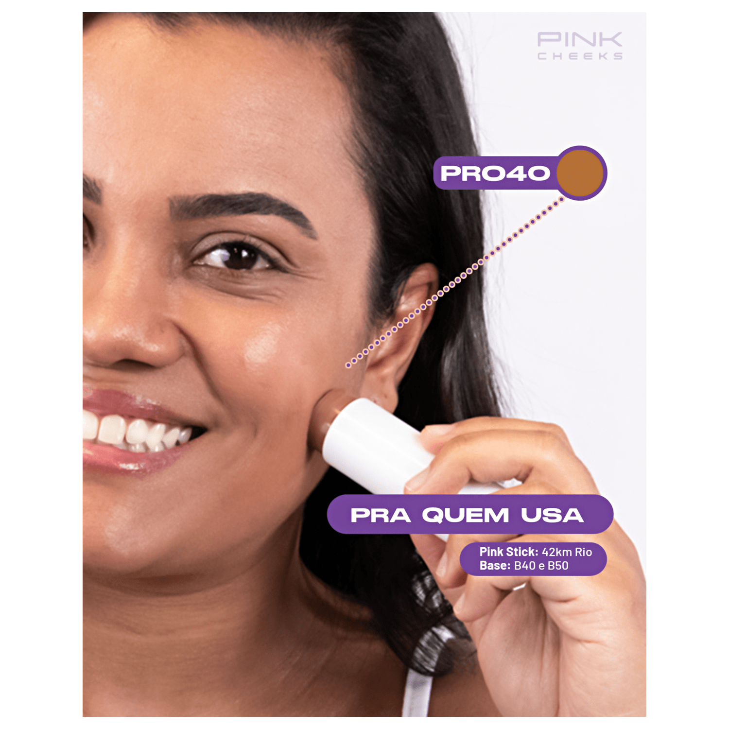 Miniatura Pink Cheeks Pro Stick FPS96 Pro40 - Protetor Solar em Bastão com Cor 14g