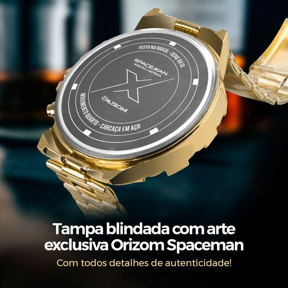 Miniatura Relogio Masculino Dourado + Corrente Inoxidável Casual