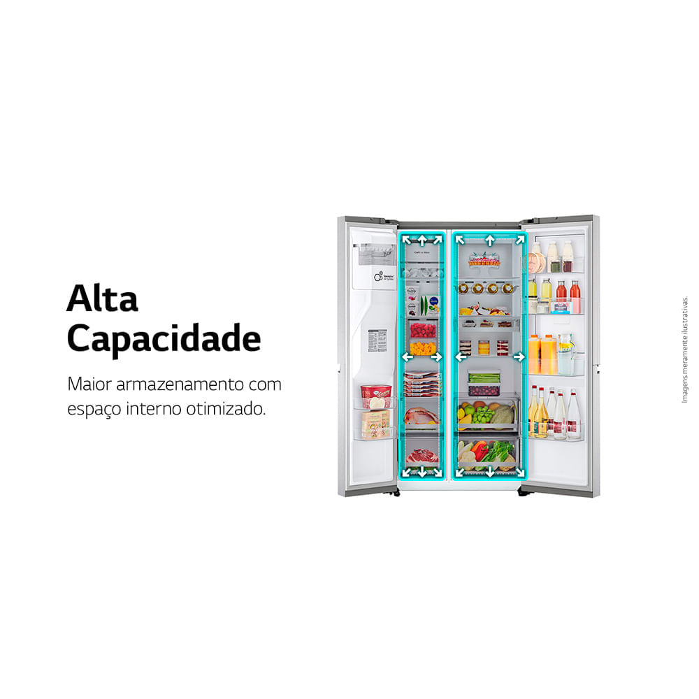 Miniatura Refrigerador Side by Side LG de 02 Portas Frost Free com 611 Litros UVnano Aço Escovado - GC-L257SLP 110