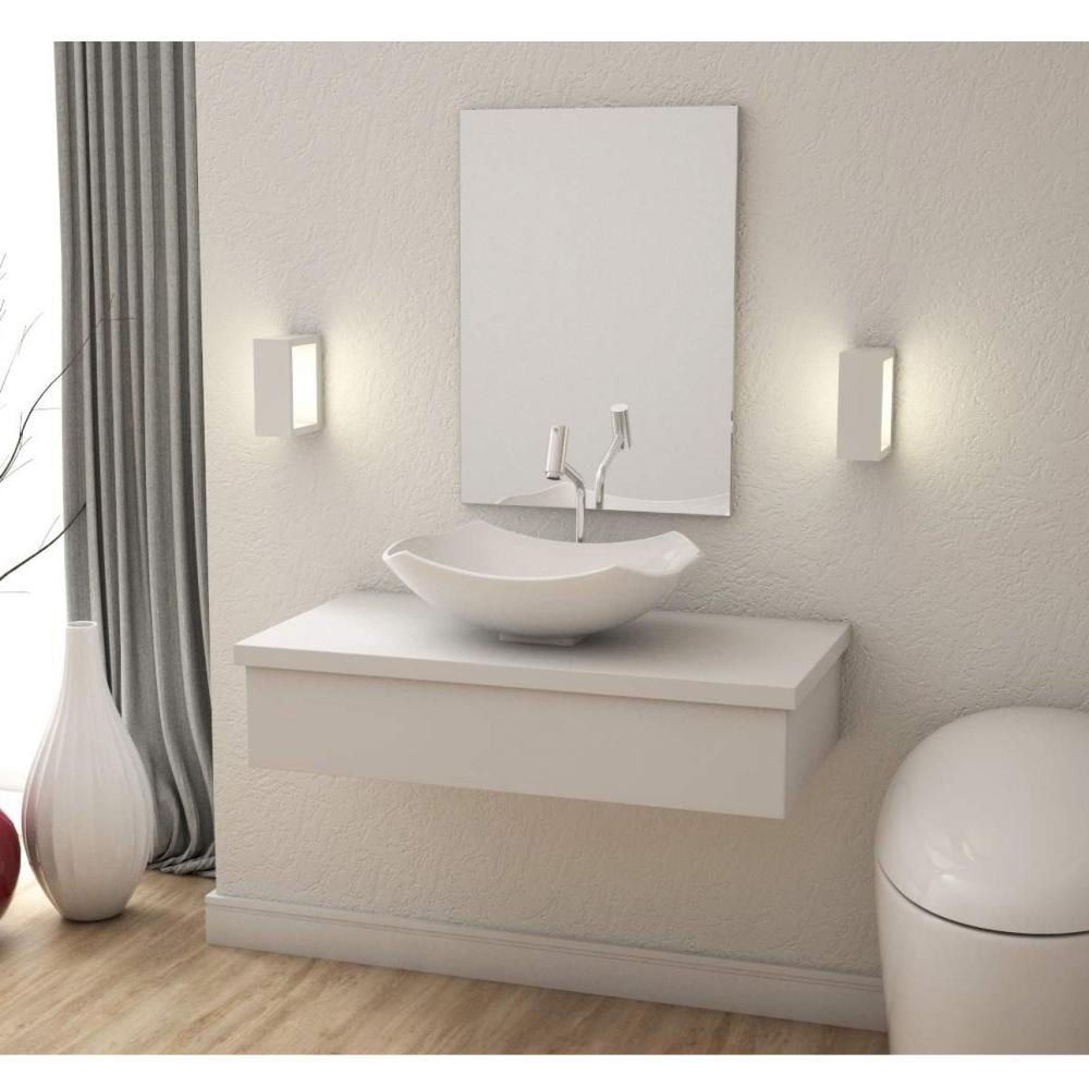 Miniatura Conjunto para Banheiro 80cm Cuba Abaulada L42 e Espelheira 801W Metrópole Compace Branco Chess