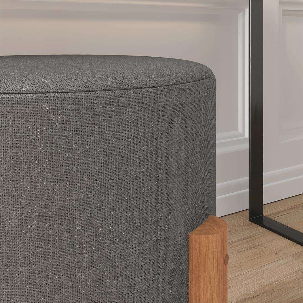 Estante Painel Sala Quarto TV 48 Polegadas Nairobi Ripado Freijó/Cinza e Puff Banqueta Estofado Assento Confortável Pés Retrô Thor Cinza