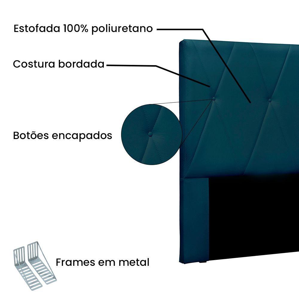 Miniatura Cabeceira Cama Box Casal 140 Cm Aquilla Veludo Azul Marinho S04 - D'rossi