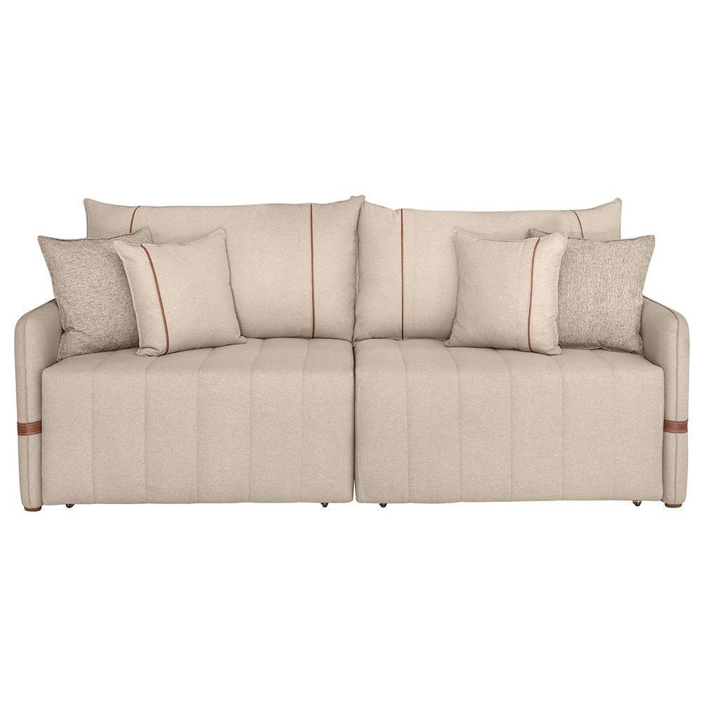 Sofá Cama Retrátil 200cm Essence D05 Linho Bege/camel - Mpozenato